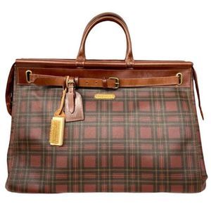RALPH LAUREN Tartan Plaid Brown Green Doctor Bag Boston Weekend Travel Suitcase